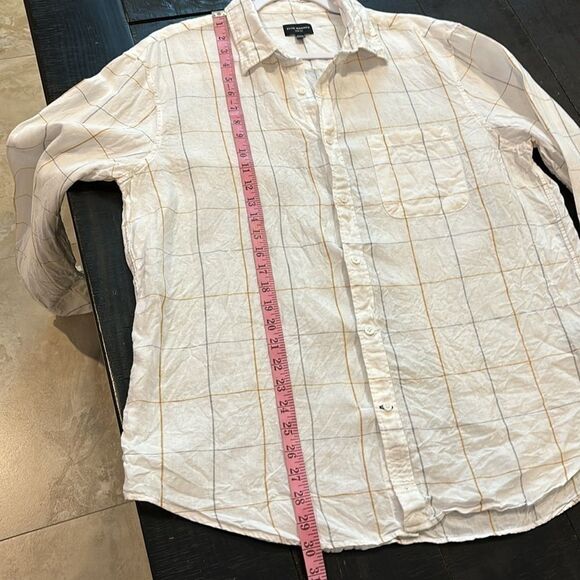 Club Monaco Slim Windowpane Linen Button Down Shirt X Large​​​​​​​​​​​​ - Picture 8 of 9